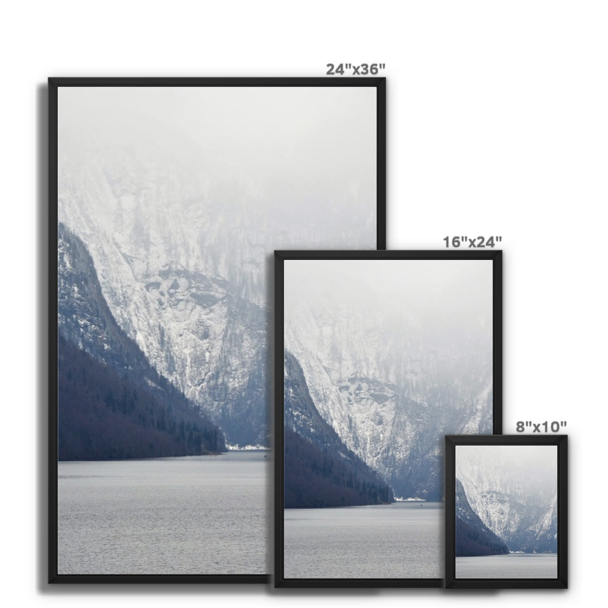 Mountain Lake Landscape Framed Canvas