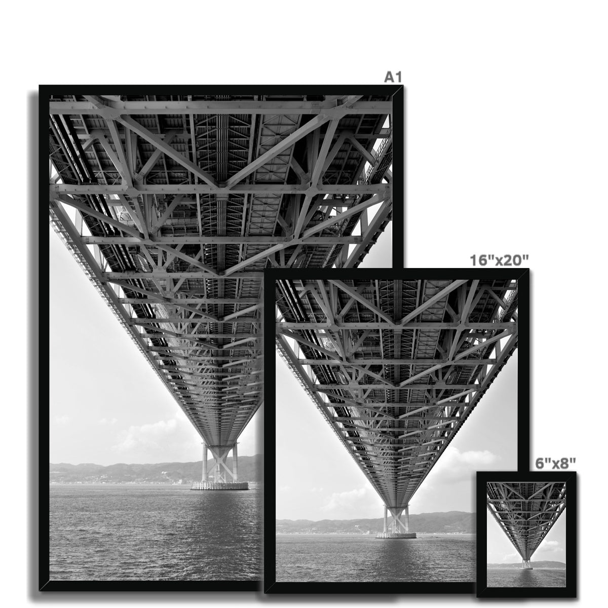 Engineering: Bridge Perspective, B&W Framed Print