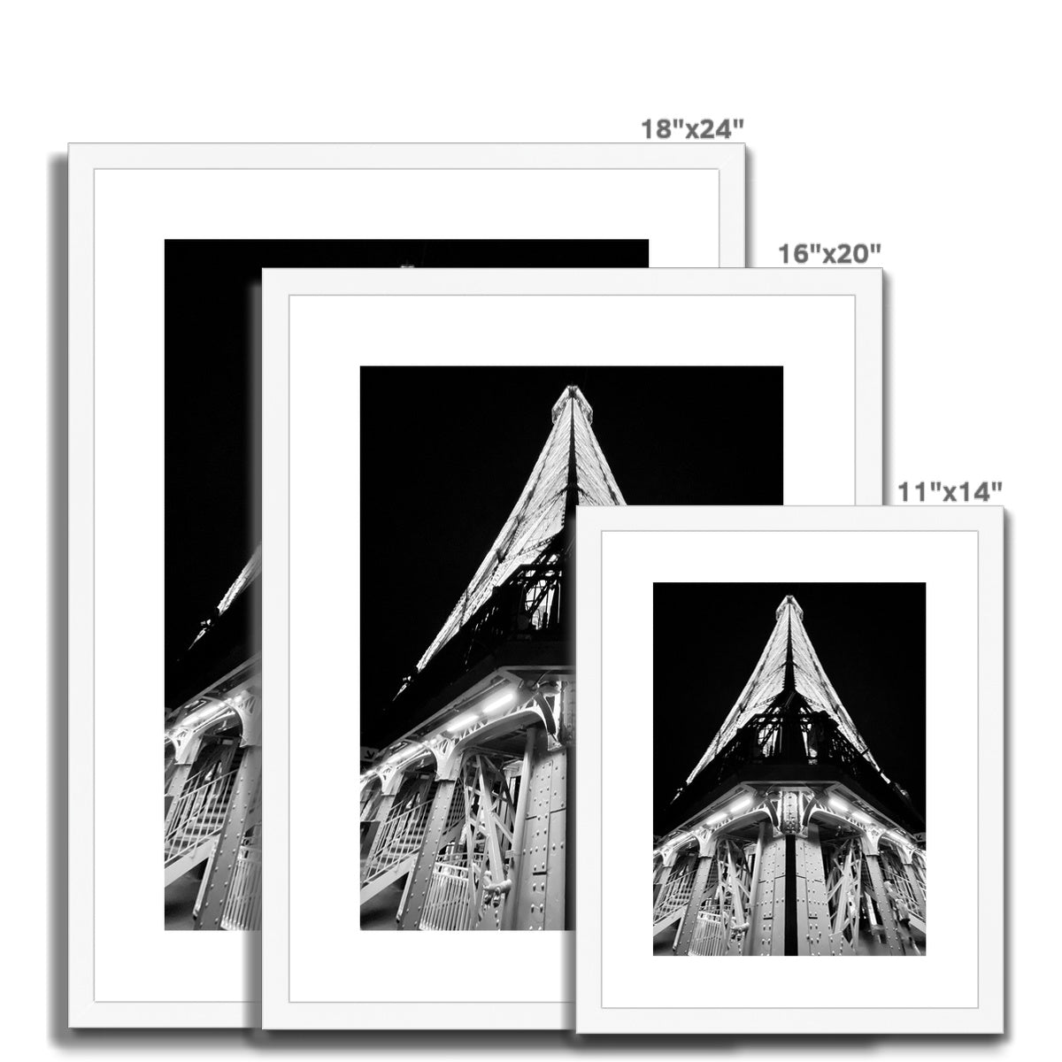 Architecture: Eiffel Tower, B&W, Paris, France Framed & Mounted Print