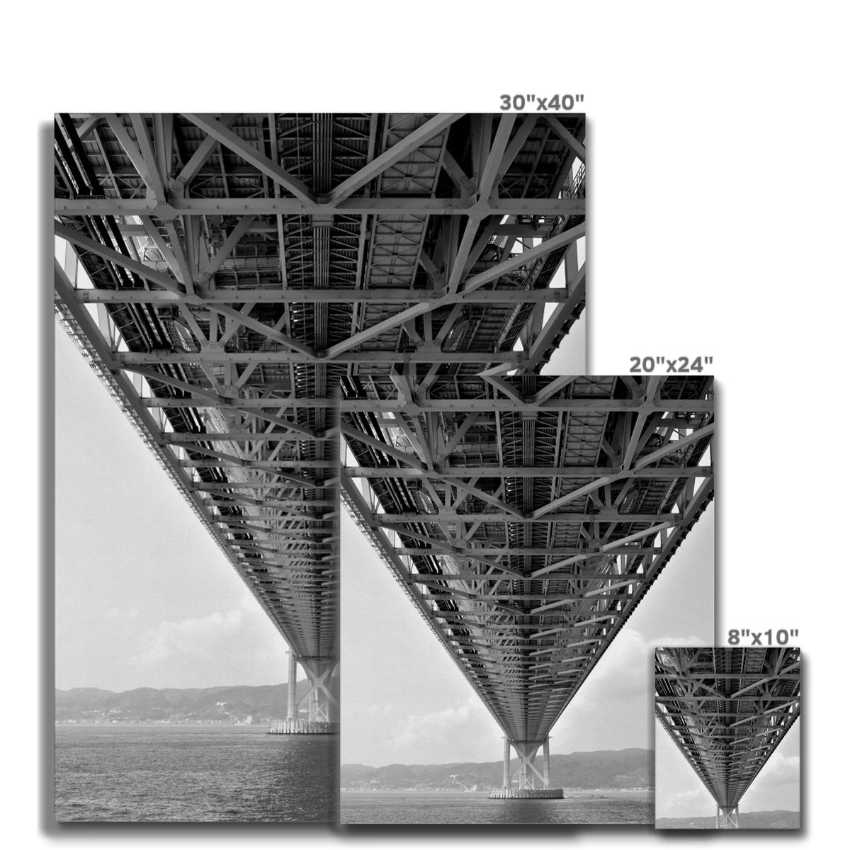 Engineering: Bridge Perspective, B&W Canvas