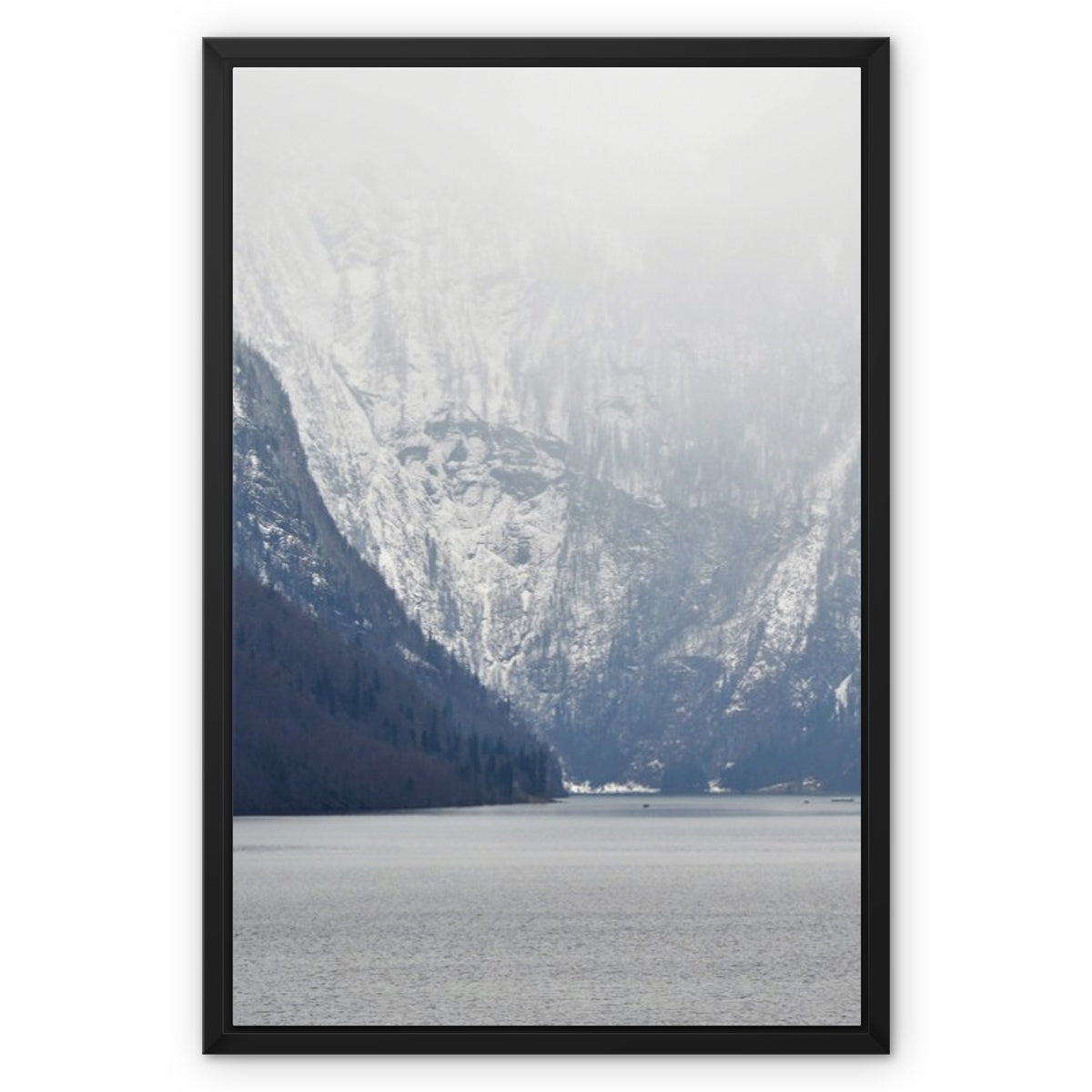 Mountain Lake Landscape Framed Canvas