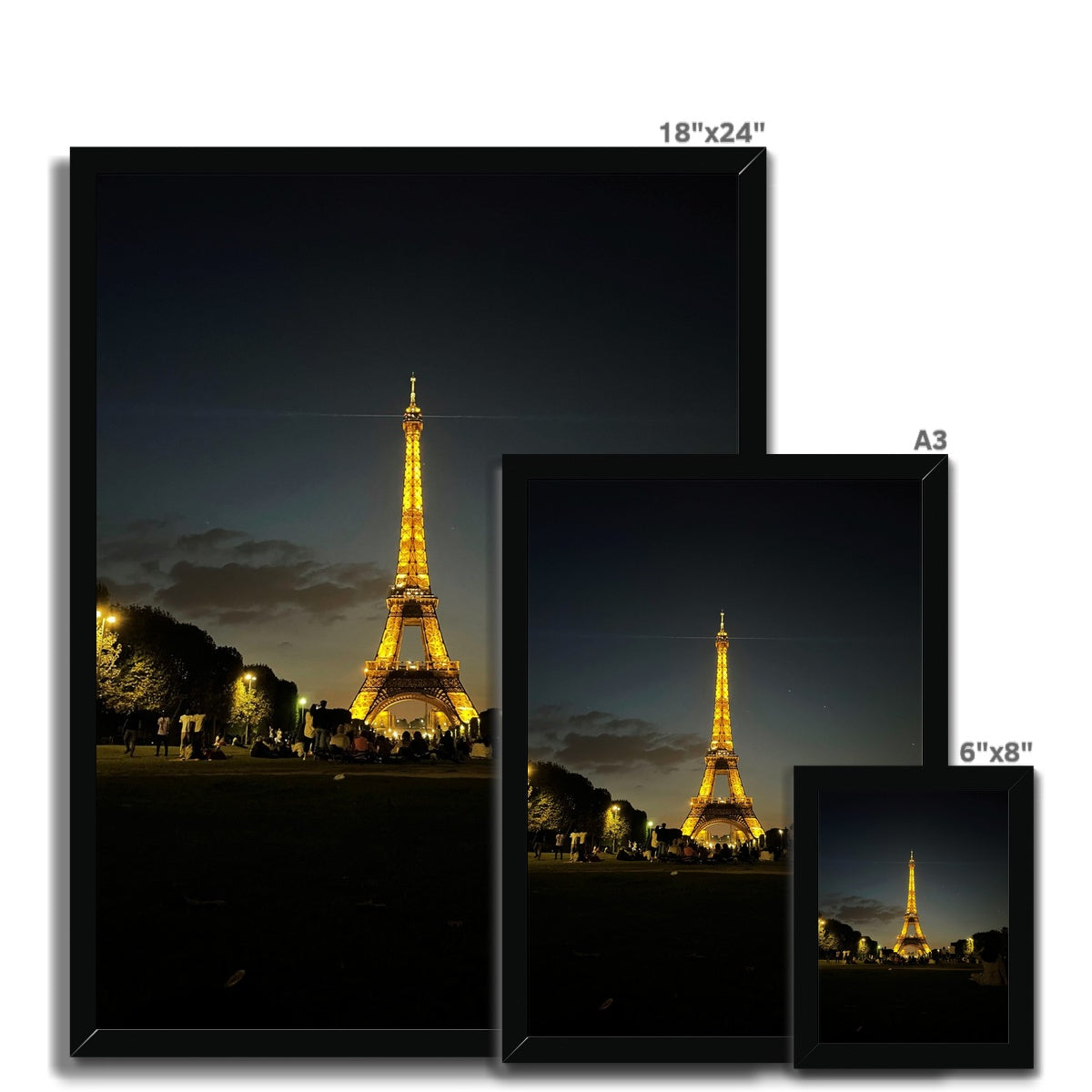 Architecture: Effiel Tower by Night, Paris, France Framed Print