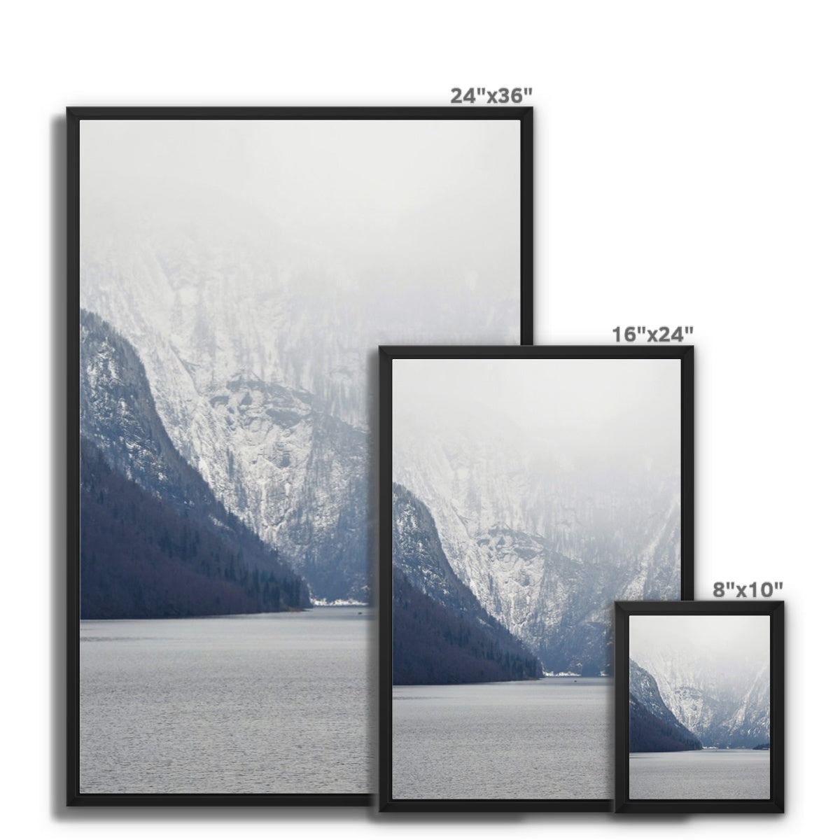 Mountain Lake Landscape Framed Canvas