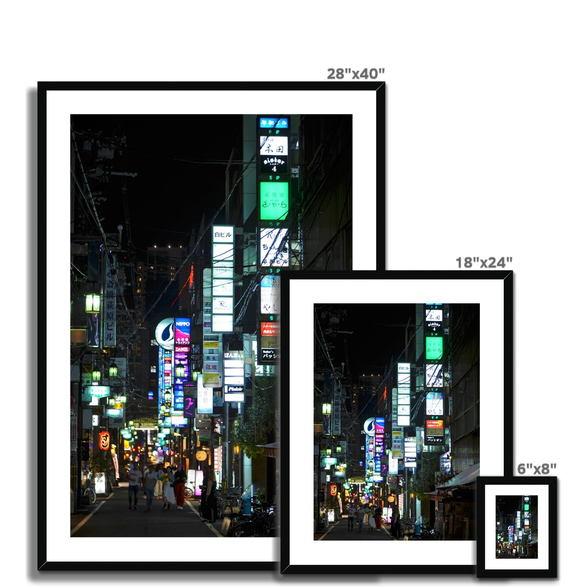 Streets: Neon Lights, Japan Framed & Mounted Print