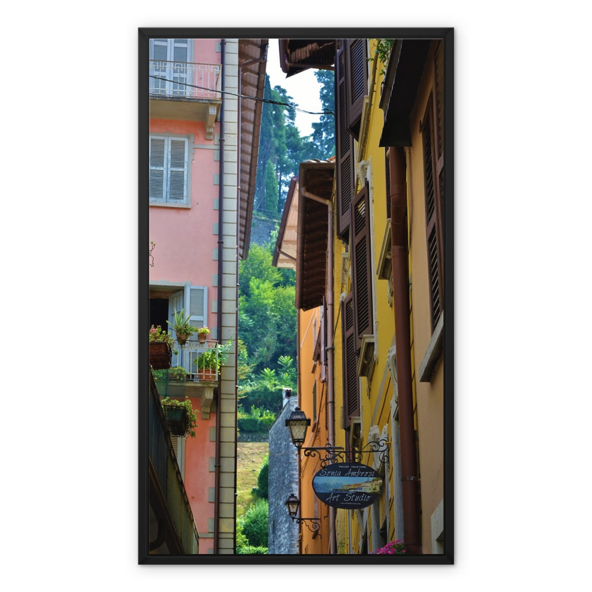 Streets: Como, Italy Framed Canvas