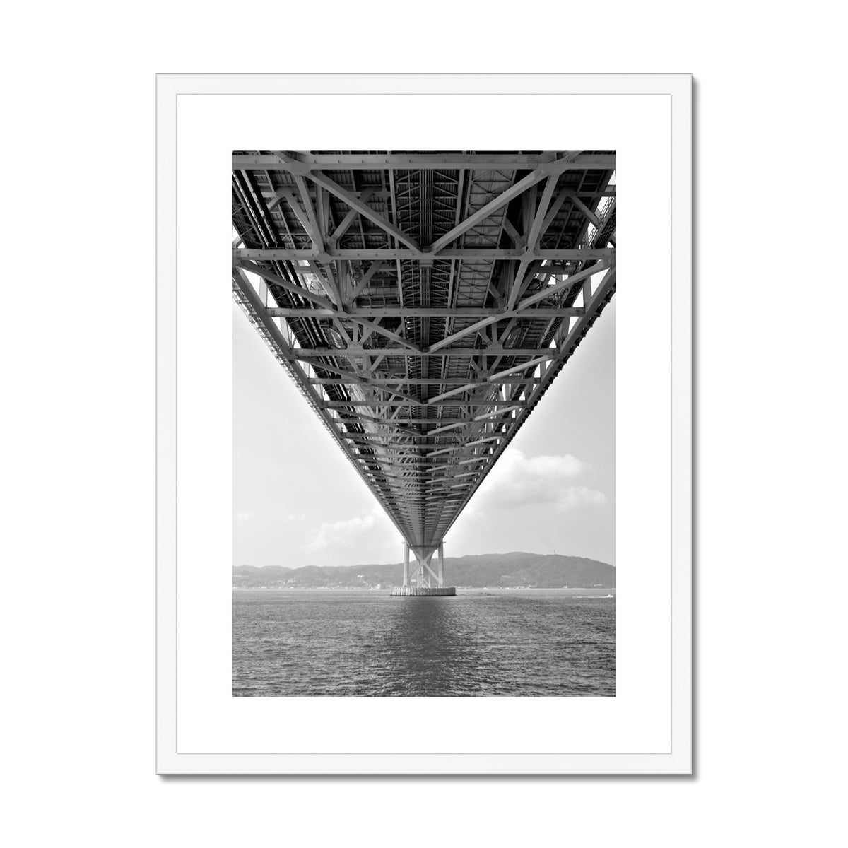 Engineering: Bridge Perspective, B&W Framed & Mounted Print