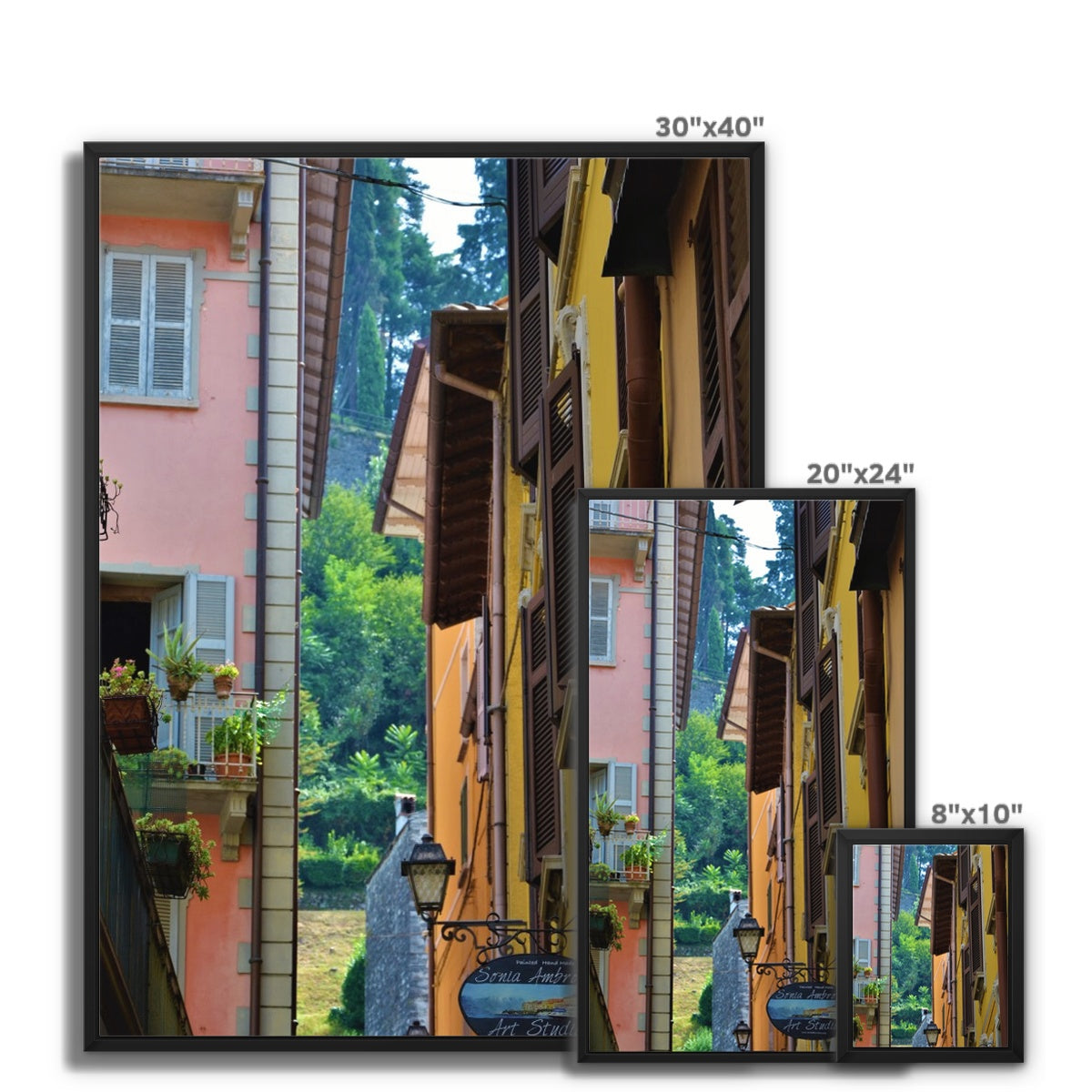 Streets: Como, Italy Framed Canvas