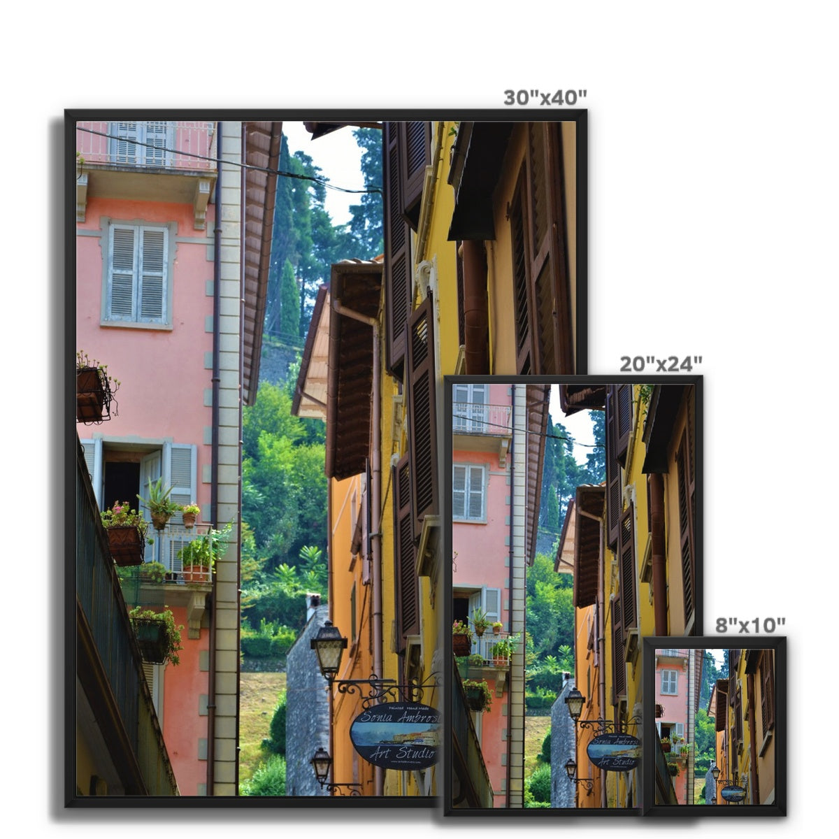 Streets: Como, Italy Framed Canvas