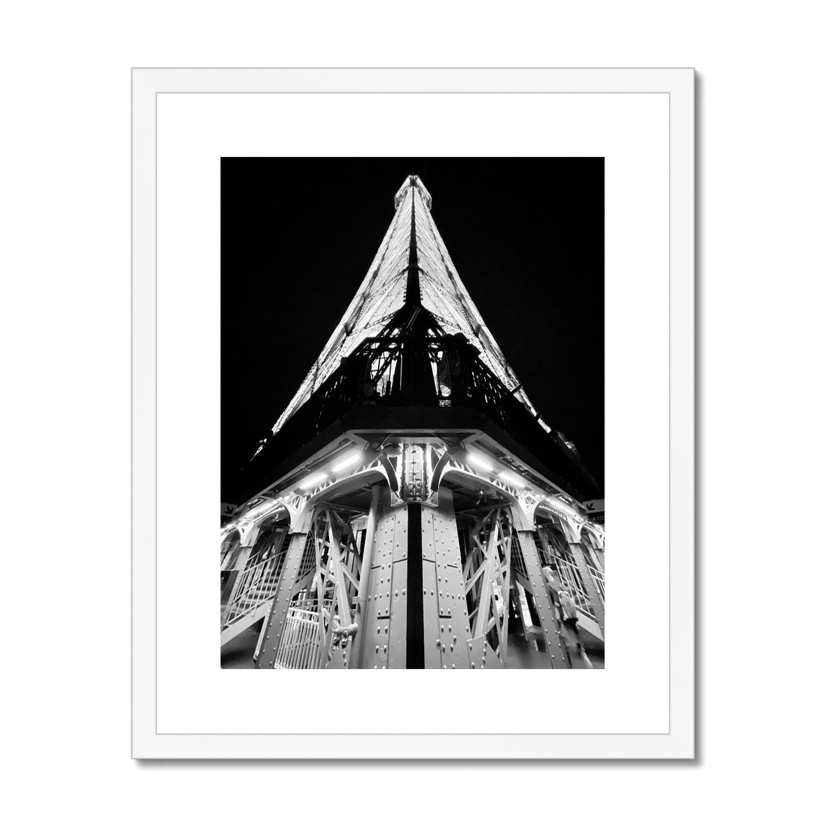 Architecture: Eiffel Tower, B&W, Paris, France Framed & Mounted Print