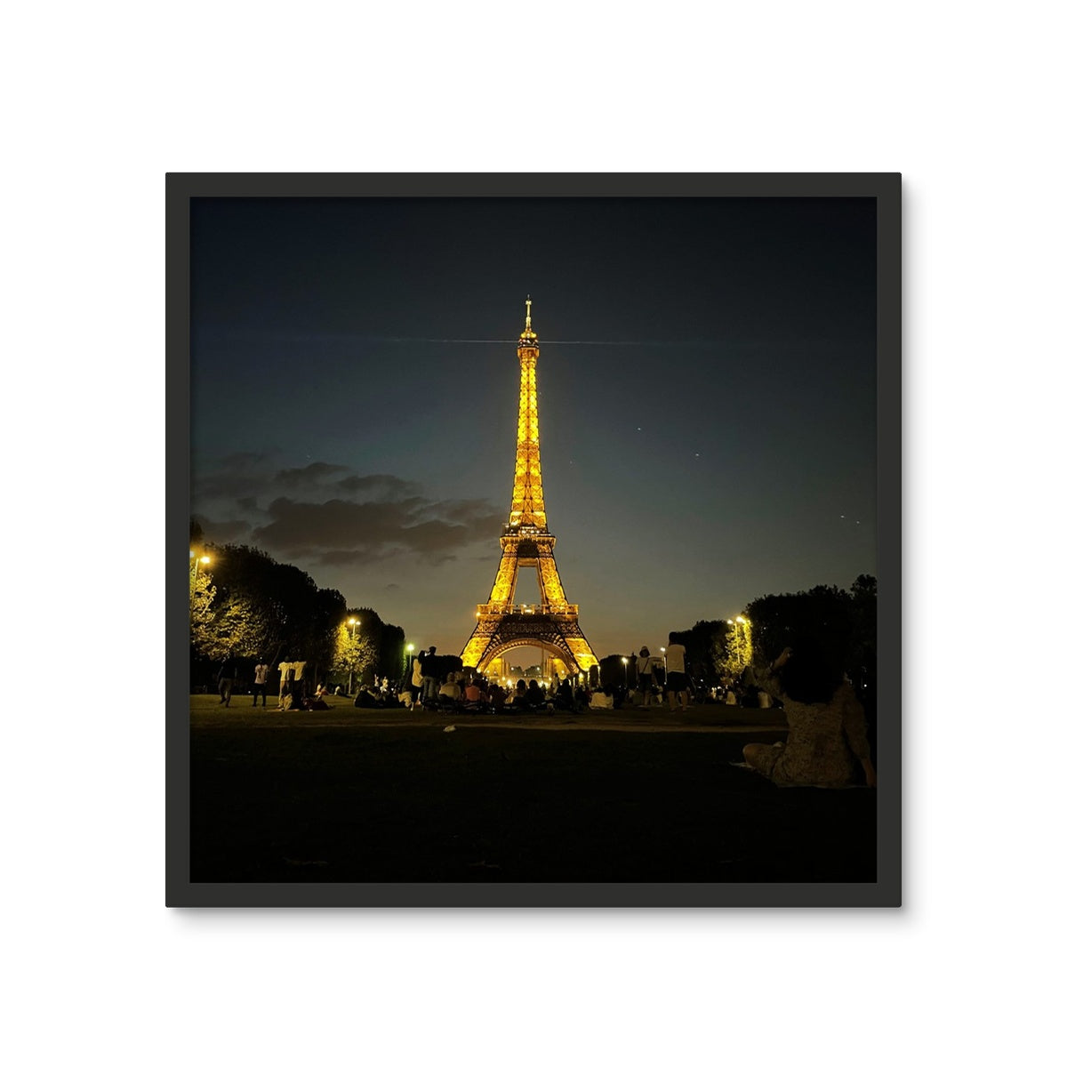 Architecture: Effiel Tower by Night, Paris, France Framed Photo Tile