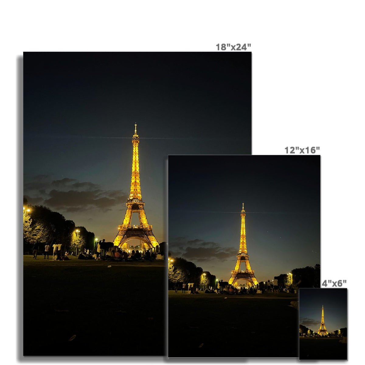 Architecture: Effiel Tower by Night, Paris, France Fine Art Print