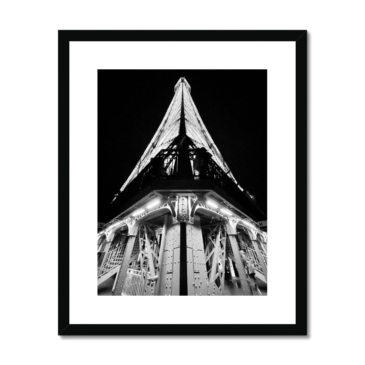 Architecture: Eiffel Tower, B&W, Paris, France Framed & Mounted Print