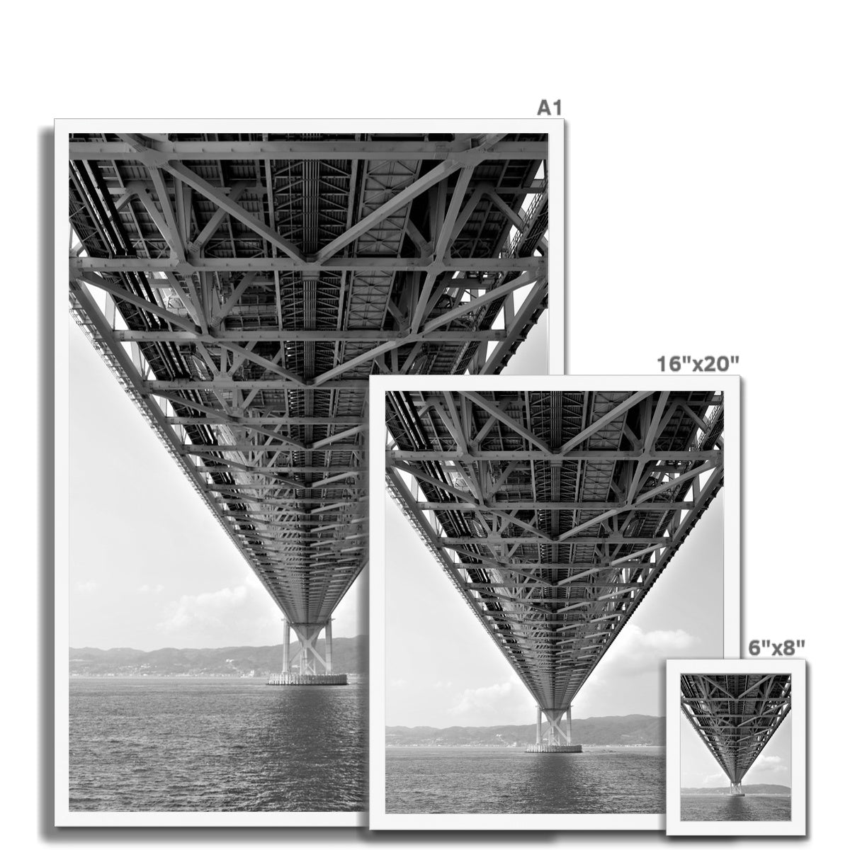 Engineering: Bridge Perspective, B&W Framed Print