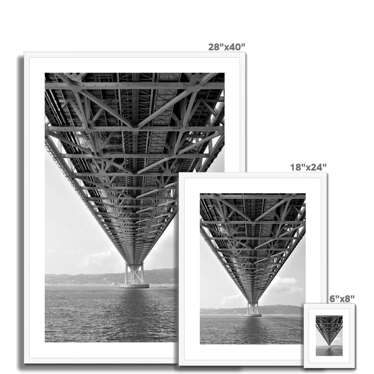 Engineering: Bridge Perspective, B&W Framed & Mounted Print