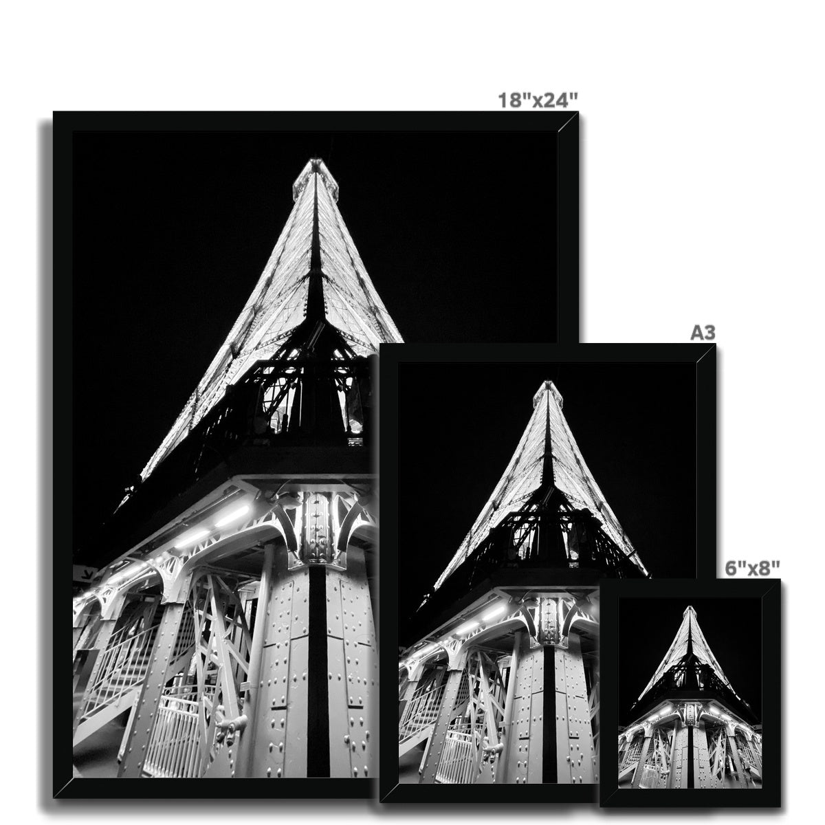 Architecture: Eiffel Tower, B&W, Paris, France Framed Print