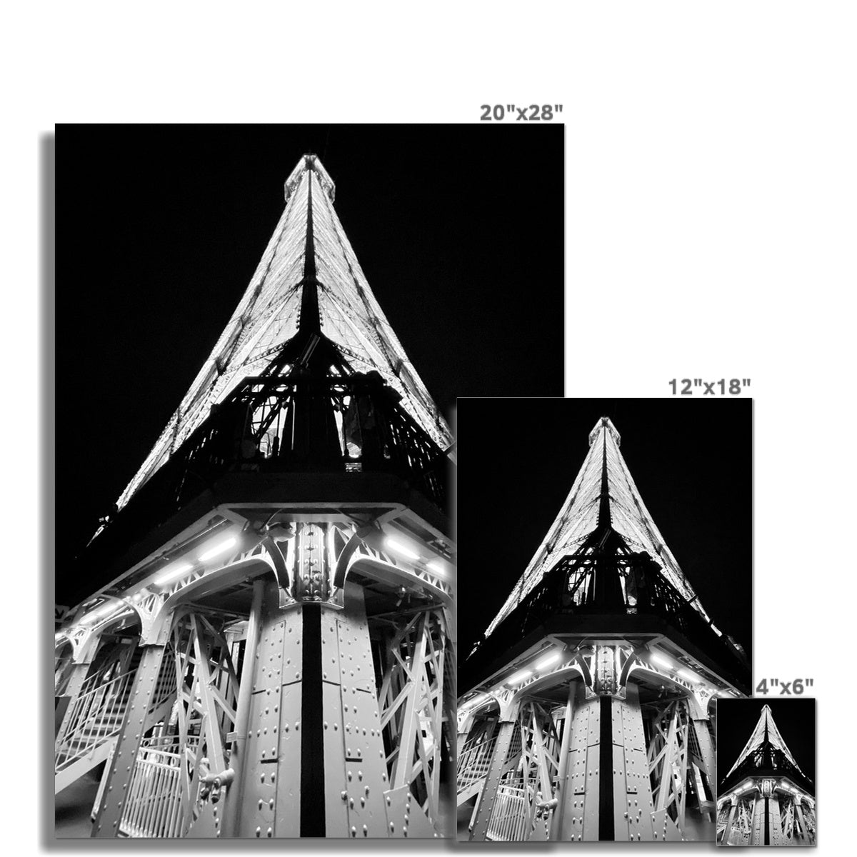 Architecture: Eiffel Tower, B&W, Paris, France Fine Art Print