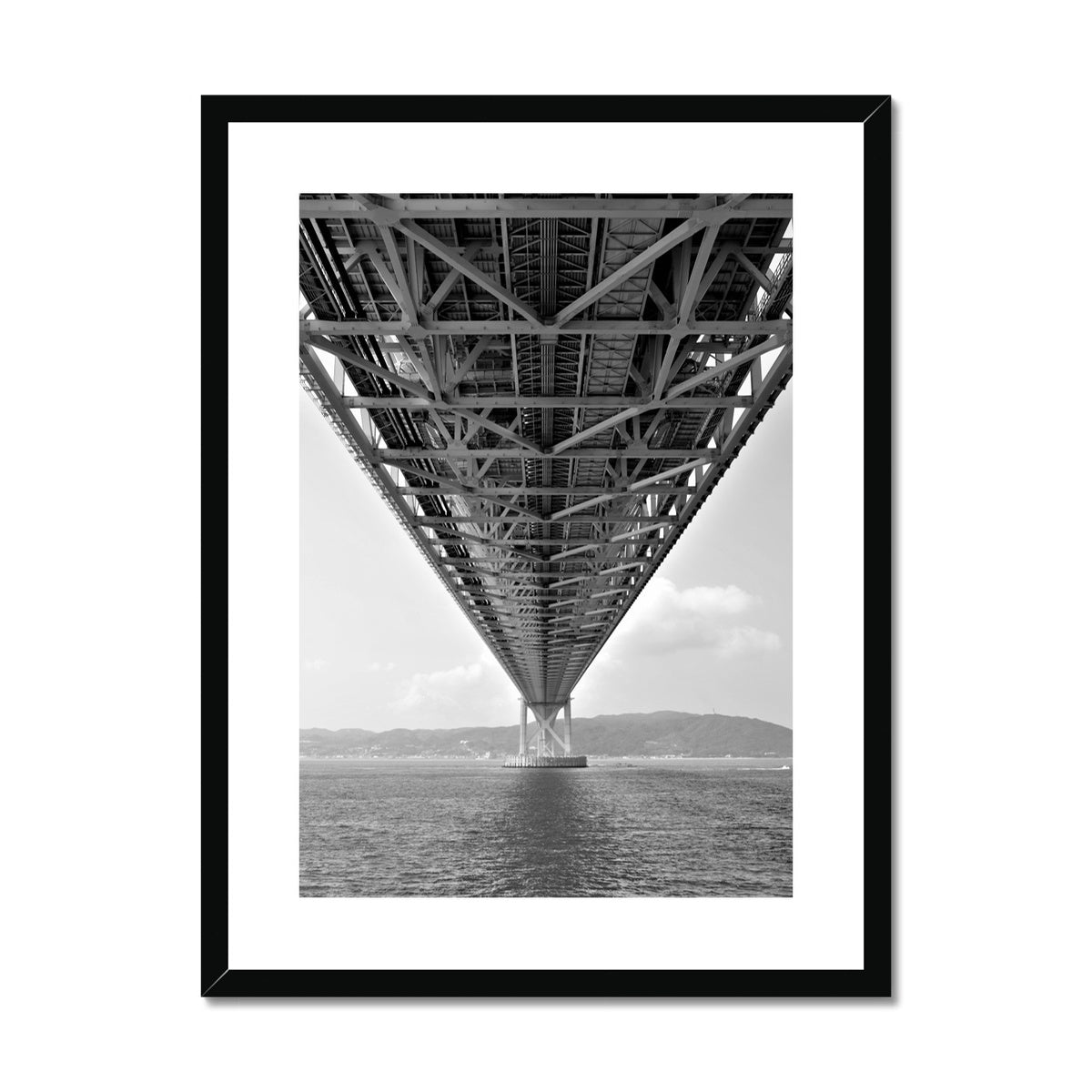 Engineering: Bridge Perspective, B&W Framed & Mounted Print