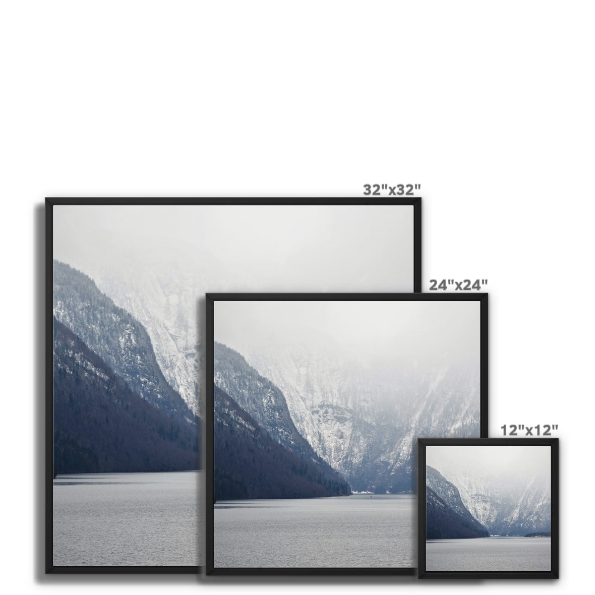 Mountain Lake Landscape Framed Canvas