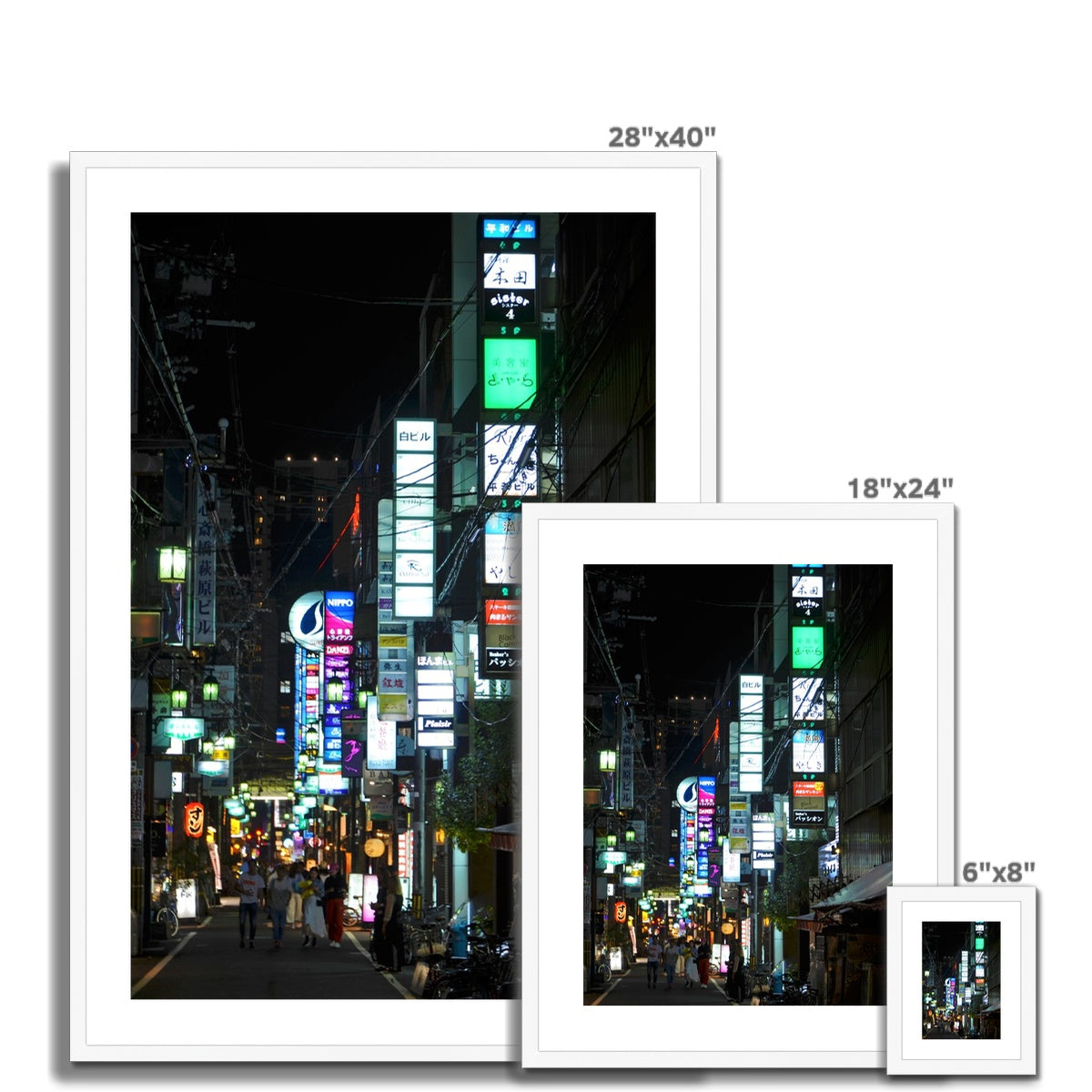 Streets: Neon Lights, Japan Framed & Mounted Print