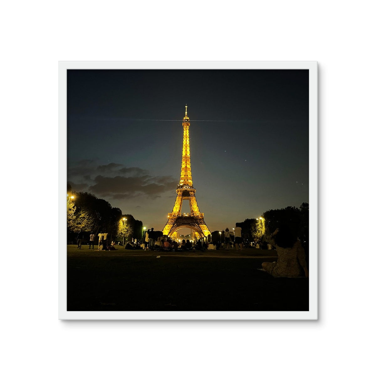 Architecture: Effiel Tower by Night, Paris, France Framed Photo Tile