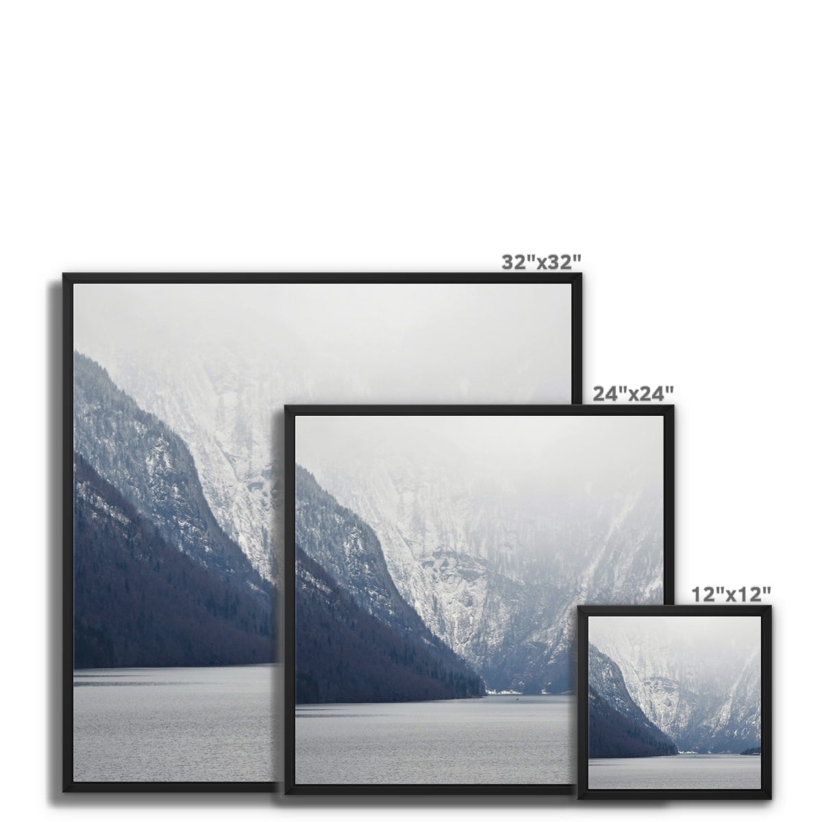 Mountain Lake Landscape Framed Canvas